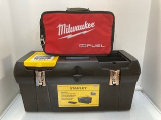 Lot 1129  
            Marchington SR13 - Parcel Delivery Only 

                
STANLEY 61CM / 24'' METAL LATCH TOOL BOX TO INCLUDE MILWAUKEE M12 FUEL COMPACT SP...