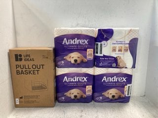 Lot 1227  
            Marchington SR13 - Parcel Delivery Only 

                
4 X 9 ROLL PACKS OF ANDREX ULTIMATE QUILTS TOILET TISSUE TO INCLUDE LIFE IDEAS UN...