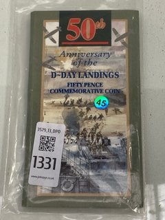Lot 1331  
            Marchington SR13 - Parcel Delivery Only 

                
50TH ANNIVERSARY OF THE D-DAY LANDINGS COMMEMORATIVE FIFTY PENCE COIN, BRILLIANT ...