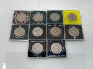 Lot 1357  
            Marchington SR13 - Parcel Delivery Only 

                
A COLLECTION OF VINTAGE BRITISH COMMEMORATIVE CROWNS, ALL CASED: LOCATION - C3