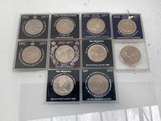 Lot 1359  
            Marchington SR13 - Parcel Delivery Only 

                
A COLLECTION OF VINTAGE BRITISH COMMEMORATIVE CROWNS, ALL CASED: LOCATION - C3