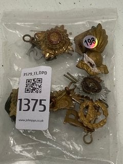 Lot 1375  
            Marchington SR13 - Parcel Delivery Only 

                
TEN ANTIQUE BRITISH MILITARY BADGES, CAP AND OTHER: LOCATION - C3