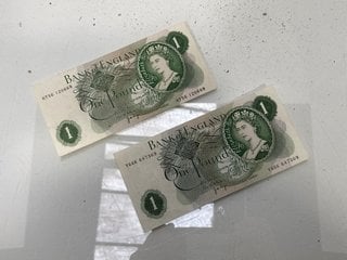 Lot 1385  
            Marchington SR13 - Parcel Delivery Only 

                
A PAIR OF VINTAGE BRITISH ONE POUND NOTES: LOCATION - C3
