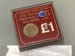 Lot 1418  
            Marchington SR13 - Parcel Delivery Only 

                
UNITED KINGDOM ONE POUND COIN FIRST DAY OF ISSUE 21 APRIL 1983, BRILLIANT AND UNC...