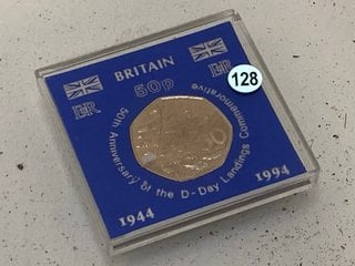 Lot 1421  
            Marchington SR13 - Parcel Delivery Only 

                
50TH ANNIVERSARY OF THE D-DAY LANDINGS, COMMEMORATIVE FIFTY PENCE PIECE BRILLIANT...