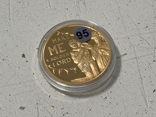 Lot 1475  
            Marchington SR13 - Parcel Delivery Only 

                
24 CARAT GOLD PLATED WORLD WAR ONE COMMEMORATIVE FIFTY PENCE COIN, 2014, BRILLIAN...