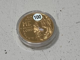 Lot 1480  
            Marchington SR13 - Parcel Delivery Only 

                
24 CARAT GOLD PLATED WORLD WAR ONE COMMEMORATIVE FIFTY PENCE COIN, 2014, BRILLIAN...