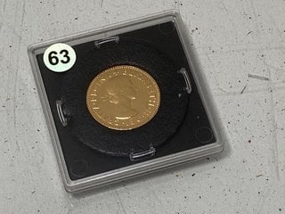 Lot 1524  
            Marchington SR13 - Parcel Delivery Only 

                
QEII 1954 GOLD PLATED SHILLING IN PROTECTIVE CAPSULE: LOCATION - C1