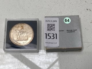Lot 1531  
            Marchington SR13 - Parcel Delivery Only 

                
CANADIAN SILVER DOLLAR, 100TH ANNIVERSARY OF THE CANADIAN MOUNTED POLICE, 1973, B...