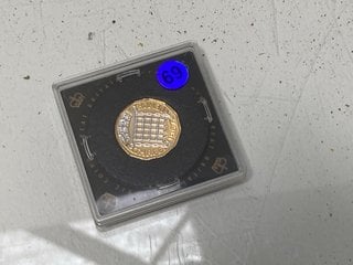 Lot 1534  
            Marchington SR13 - Parcel Delivery Only 

                
QEII 1967 GOLD PLATED THREE PENCE PIECE IN PROTECTIVE CAPSULE: LOCATION - C1