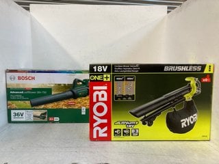 Lot 1549  
            Marchington SR13 - Parcel Delivery Only 

                
BOSCH ADVANCED 36V BRUSHLESS ADVANCED LEAF BLOWER TO INCLUDE RYOBI ONE+ 18V CORDL...
