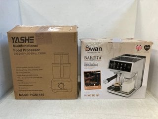 Lot 1559  
            Marchington SR13 - Parcel Delivery Only 

                
YASHE MULTIFUNCTIONAL FOOD PROCESSOR TO INCLUDE SWAN BARISTA MASTER STAINLESS STE...