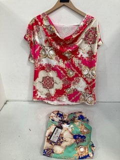 Lot 563  
            Marchington SR13 - Parcel Delivery Only 

                
2 X SOSANDER WOMENS SCARF PRINT COWL NECK TOPS IN GREEN CONVERSATIONAL & RED/WHIT...