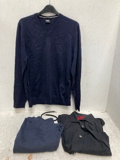 Lot 628  
            Marchington SR13 - Parcel Delivery Only 

                
3 X ASSORTED HUGO BOSS MENS CLOTHING - SIZE UK LARGE TO INCLUDE REGULAR FIT JOGGI...