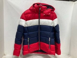 Lot 694  
            Marchington SR13 - Parcel Delivery Only 

                
HOLLAND COOPER THE MEGEVE TRI COLOUR PADDED COAT IN RED/NAVY - SIZE UK XL - ORIGI...