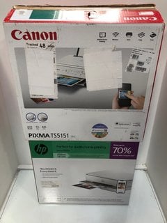 Lot 762  
            Marchington SR13 - Parcel Delivery Only 

                
CANON PIXMA TS5151 WIRELESS PRINTER IN WHITE TO INCLUDE HP ENVY 6120E WIRELESS PR...