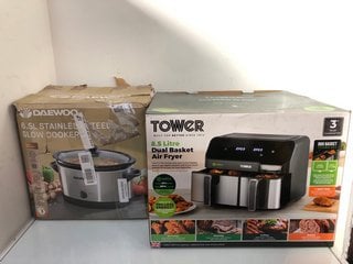 Lot 771  
            Marchington SR13 - Parcel Delivery Only 

                
TOWER 8.5L DUAL BASKET AIR FRYER TO INCLUDE DAEWOO 6.5L STAINLESS STEEL SLOW COOK...