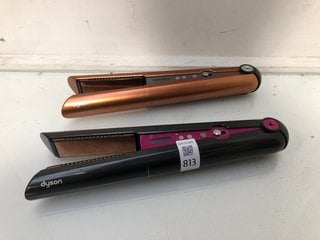 Lot 813  
            Marchington SR13 - Parcel Delivery Only 
                
2 X PAIRS OF DYSON HAIR STRAIGHTENERS IN BLACK AND COPPER: LOCATION - B11