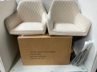 Lot 824  
            Marchington SR13 - Parcel Delivery Only 
                
SET OF 2 VELVET DINING ROOM CHAIRS IN BEIGE: LOCATION - B11