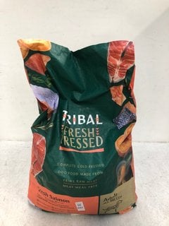 Lot 887  
            Marchington SR13 - Parcel Delivery Only 
                
12KG BAG OF TRIBAL FRESH PRESSED COMPLETE COLD PRESSED DOG FOOD WITH SALMON-BBE 0...