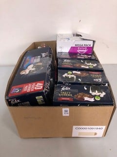 Lot 104  
            Nottingham SR1 - Delivery Only 

                
BOX OF VARIOUS PET FOOD PACKS INC. PURINA FELIX TASTY SHRED FARM SELECTION FOR CA...