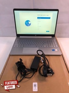 Lot 1  
            Nottingham SR1 - Delivery Only 

                
HP 15.6IN I5 INTEL CORE LAPTOP MODEL: 15S-FQ5021NA - ORIGINAL RRP £379