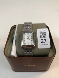 Lot 27  
            Nottingham SR1 - Delivery Only 

                
FOSSIL WOMEN'S RAQUEL THREE-HAND DATA STAINLESS STEEL WATCH MODEL: ES5221- ORIGIN...