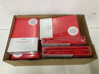 Lot 388  
            Nottingham SR1 - Delivery Only 

                
BOX OF 32CM EXTRA DEEP FITTED SHEETS - RED