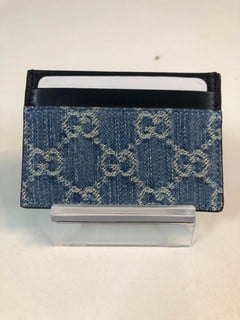 Lot 43  
            Nottingham SR1 - Delivery Only 

                
GUCCI DENIM CARD HOLDER WITH BLUE LEATHER TRIM