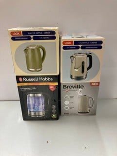 Lot 529  
            Nottingham SR1 - Delivery Only 
                
4 X VARIOUS KETTLES INC. RUSSELL HOBBS ILLUMINATING GLASS KETTLE