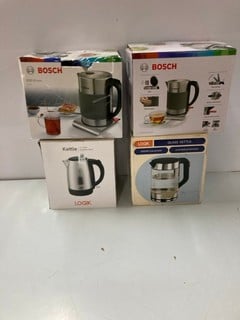 Lot 530  
            Nottingham SR1 - Delivery Only 
                
4 X VARIOUS KETTLES INC. BOSCH STAINLESS STEEL 1.7L KETTLE