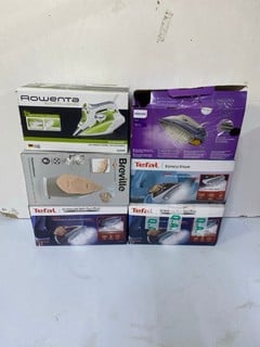 Lot 546  
            Nottingham SR1 - Delivery Only 
                
6 X VARIOUS IRONS INC. ROWENTA ECO INTELLIGENCE ECOSTEAM IRON