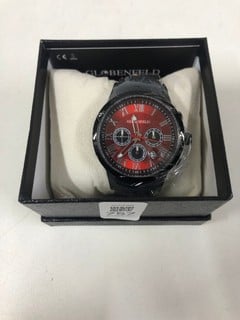 Lot 757  
            Nottingham SR1 - Delivery Only 

                
GLOBENFELD ROMAN CHRONO RED WATCH MODEL: GF0014