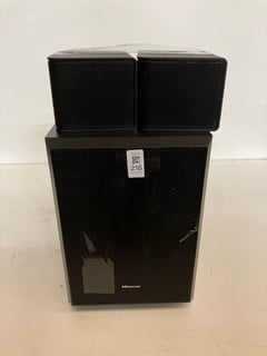 Lot 216  
            Nottingham SR2 - Delivery Only 

                
HISENSE SUBWOOFER WITH SPEAKERS MODEL NO: AX5125H
