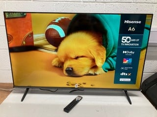 Lot 118  
            Nottingham SR4 - Delivery Or Collection 
                
HISENSE 50" 4K TV MODEL: 50A6NTUK (WITH REMOTE, WITH STAND, WITH BOX)