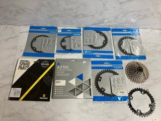 Lot 201  
            Nottingham SR5 - Delivery Only 
                
9 X BIKE ACCESSORIES TO INCLUDE SHIMANO CHAINRING 2X 10S 64MM 28T DEORE