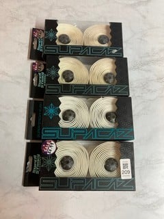 Lot 209  
            Nottingham SR5 - Delivery Only 

                
4 X BIKE ACCESSORIES TO INCLUDE SUPACAZ SUPER STICKY WHITE KUSH TAPE CLASSIC WHITE