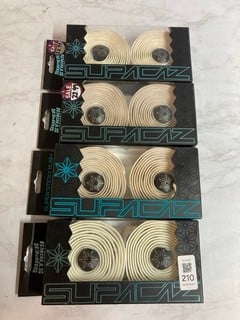 Lot 210  
            Nottingham SR5 - Delivery Only 

                
4 X BIKE ACCESSORIES TO INCLUDE SUPACAZ SUPER STICKY KUSH TAPE CLASSIC WHITE