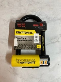 Lot 222  
            Nottingham SR5 - Delivery Only 

                
KRYPTONITE NEW YORK FAHGETT BIKE LOCK (BLACK) RRP: £149.99