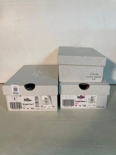 Lot 930  
            Nottingham SR5 - Delivery Only 

                
3 X PAIRS OF SHOES TO INCLUDE CLARKS FITST SHOES STEGGY SEE 2 KHAKI SHOES SIZE: 5 G