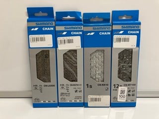 Lot 100  
            Nottingham SR6 - Parcel Delivery 
                
4 X SHIMANO BIKE CHAINS INC HG701 11 SPEED CHAIN
