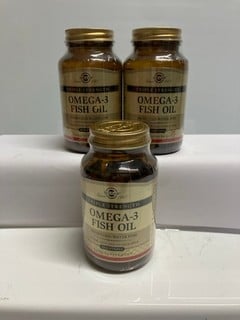 Lot 106  
            Nottingham SR6 - Parcel Delivery 

                
3 X SOLGAR OMEGA-3 FISH OIL FOOD SUPPLEMENTS BBE: 08/26