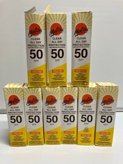 Lot 120  
            Nottingham SR6 - Parcel Delivery 

                
9 X MALIBU SPF50 CLEAR ALL DAY PROTECTION SUNCREAM SPRAYS
