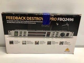 Lot 15  
            Nottingham SR6 - Parcel Delivery 
                
BEHRINGER FEEDBACK DESTROYER PRO MODEL FBQ2496
