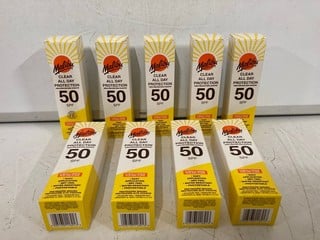 Lot 204  
            Nottingham SR6 - Parcel Delivery 

                
9 X MALIBU SPF50 CLEAR ALL DAY PROTECTION SUNCREAM SPRAYS