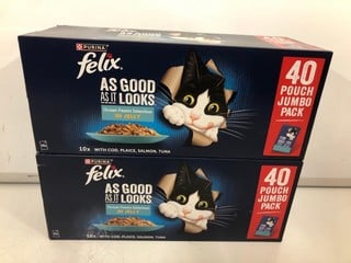 Lot 323  
            Nottingham SR6 - Parcel Delivery 

                
2 X PURINA FELIX JUMBO PACKS OF CAT FOOD OCEAN FEASTS SELECTION IN JELLY BBE:12/26