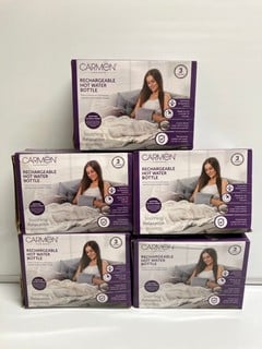 Lot 457  
            Nottingham SR6 - Parcel Delivery 

                
5 X CARMEN RECHARGEABLE HOT WATER BOTTLES (SEALED)