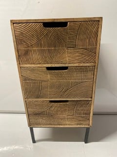 Lot 528  
            Nottingham SR6 - Parcel Delivery 
                
THREE-DRAWER BEDSIDE TABLE