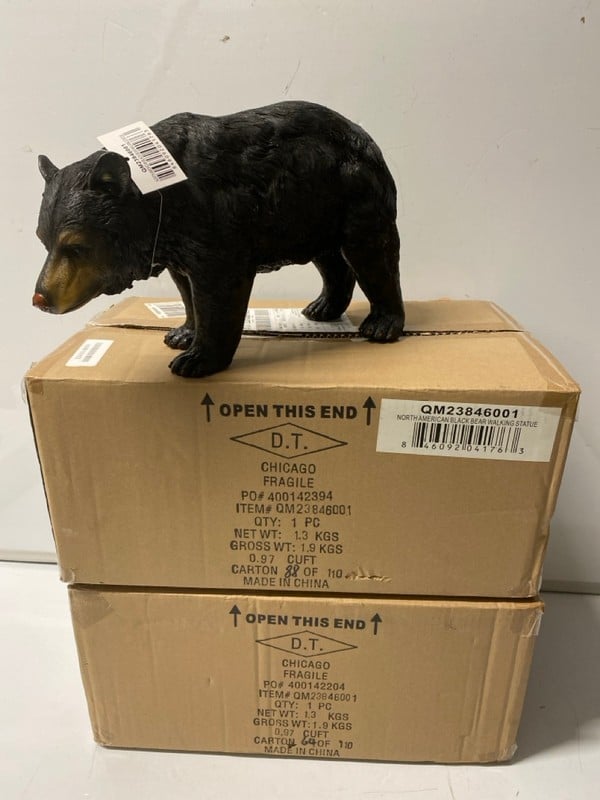 Lot 682  
            Nottingham SR6 - Parcel Delivery 
                
2 X NORTH AMERICAN BLACK BEAR WALKING STATUES