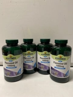 Lot 758  
            Nottingham SR6 - Parcel Delivery 

                
4 X NATURES AID FLAXSEED OIL 1000MG (BBE: 03/2026)
